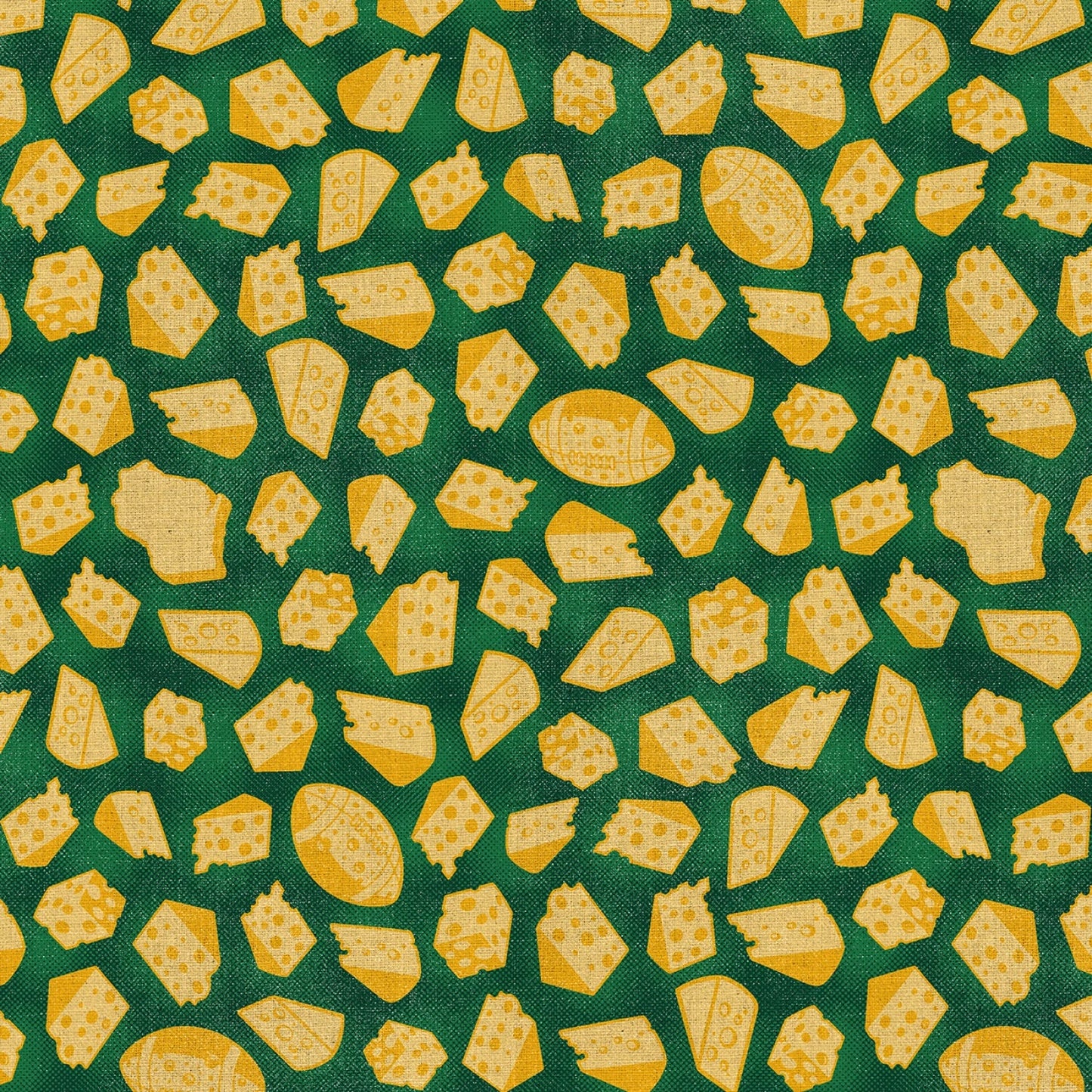 Gridiron Gold State of Cheese Green Gold Paintbrush Studios Cotton Fabric PBS-120-26568