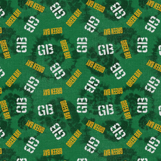 Gridiron Gold Tie Dye Green Bay Green Paintbrush Studios Cotton Fabric PBS-120-26564