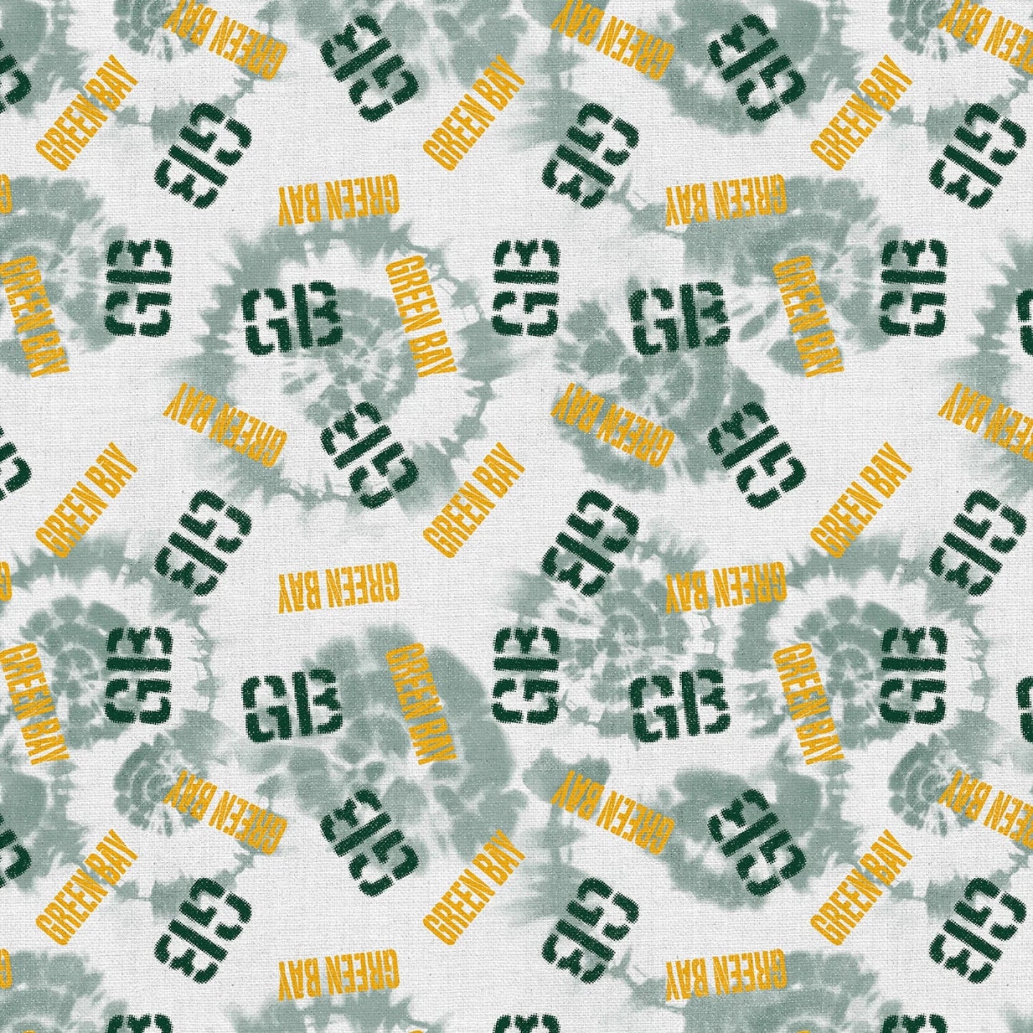Gridiron Gold Tie Dye Green Bay White Paintbrush Studios Cotton Fabric PBS-120-26565