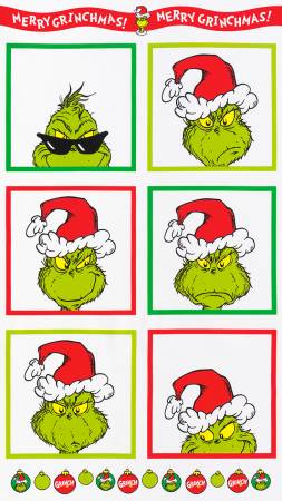 Grinch How The Grinch Stole Christmas Holiday Pillow Panel 24" Robert Kaufman Cotton Fabric