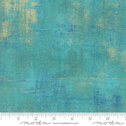 Grunge Peacock Turquoise Metallic BasicGrey Moda Cotton Fabric