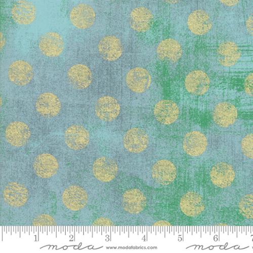 Grunge Hits the Spot Aqua Blue Metallic BasicGrey Moda Cotton Fabric