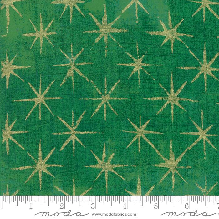 Grunge Seeing Stars Texture Solid Metallic Kelly Green BasicGrey Moda Cotton Fabric