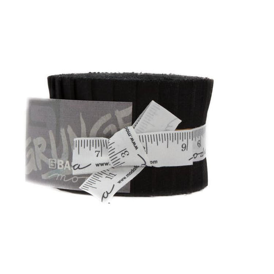Grunge Junior Onyx Black 2.5" Jelly Roll Moda Cotton Fabric MD-30150JJR-99