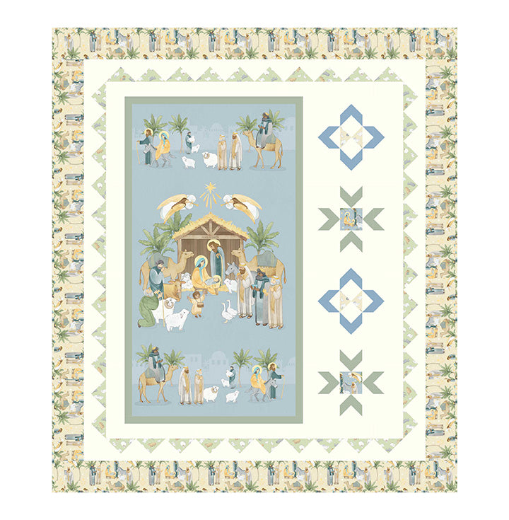 Guiding Stars Digital Quilt Top 54"x62" The Nativity fabrics Northcott Cotton Fabric NC-DQ3632