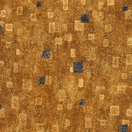 Gustav Klimt Squares Gold Metallic Robert Kaufman Cotton Fabric