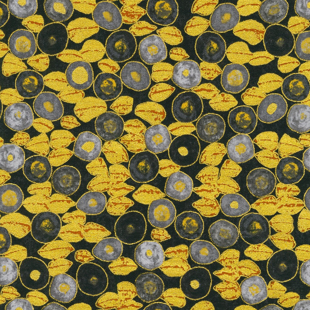Gustav Klimt Jewels Black Metallic Robert Kaufman Cotton Fabric RK-SRKM-21351-2
