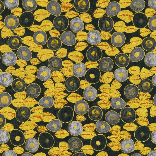 Gustav Klimt Jewels Black Metallic Robert Kaufman Cotton Fabric RK-SRKM-21351-2