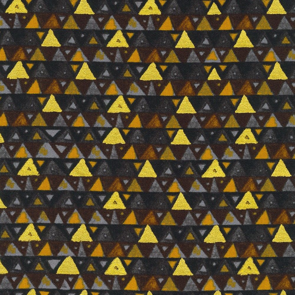 Gustav Klimt Triangles Black Metallic Robert Kaufman Cotton Fabric RK-SRKM-21352-2