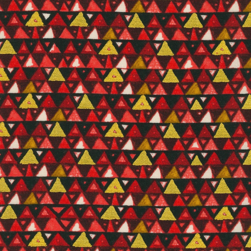 Gustav Klimt Triangles Red Metallic Robert Kaufman Cotton Fabric RK-SRKM-21352-3