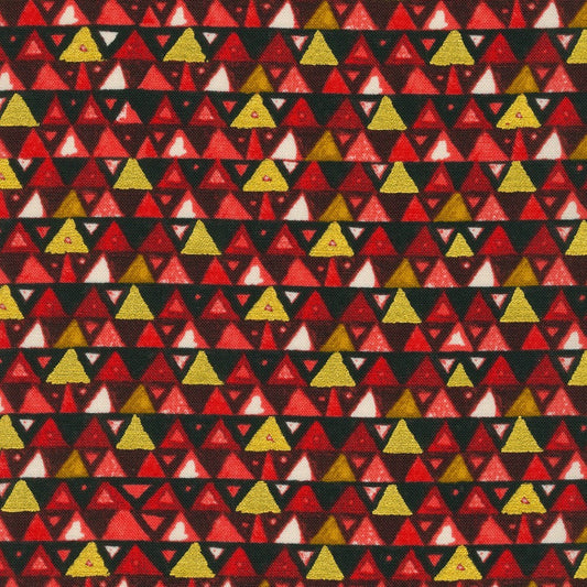 Gustav Klimt Triangles Red Metallic Robert Kaufman Cotton Fabric RK-SRKM-21352-3