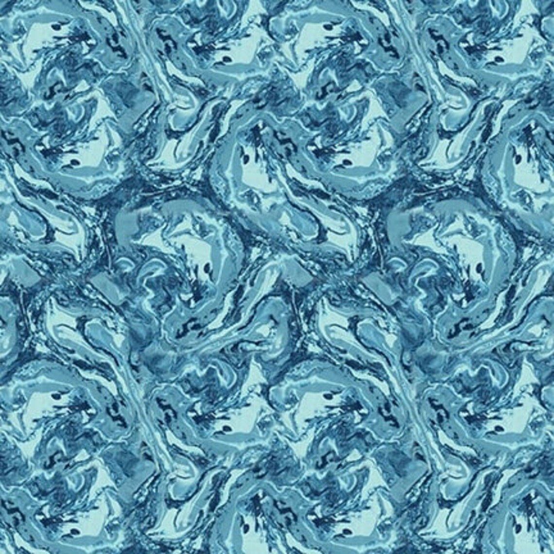 Gypsy Flutter Marble Texture Turquoise Blue Elsie Ess Blank Quilting Cotton Fabric