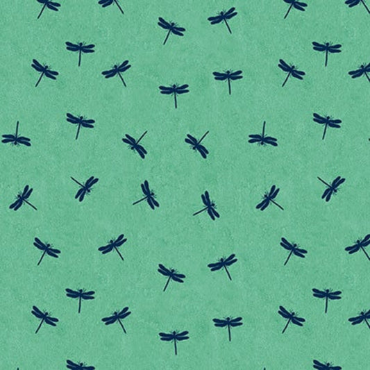 Gypsy Flutter Tossed Mini Dragonflies Pistachio Green Elsie Ess Blank Quilting Cotton Fabric