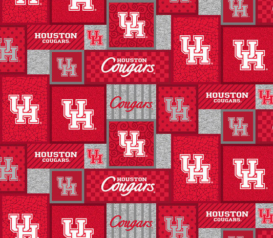 Houston Cougars NCAA College Patch Sykel Enterprises Polyester Fleece Fabric HOU-1177