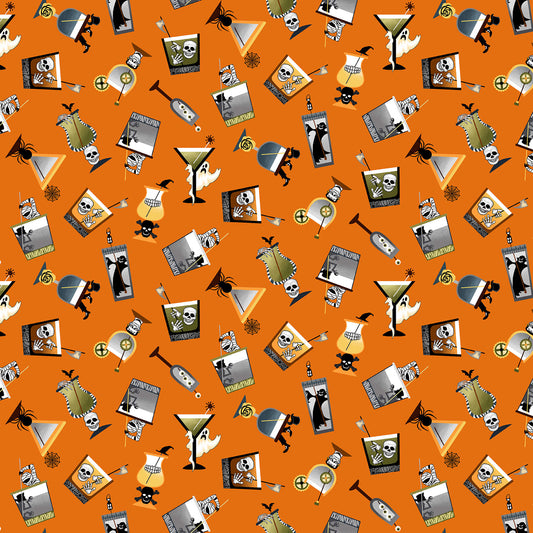 Halloween Ball Witch’s Brew Light Orange Color Principle Henry Glass Cotton Fabric