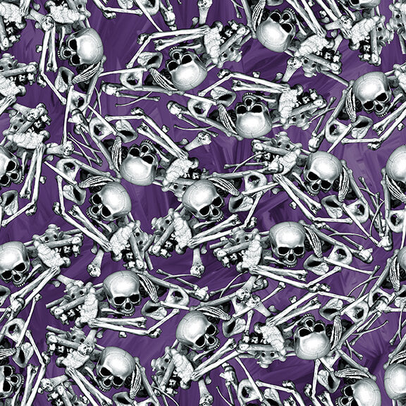 Halloween Countdown Bones & Skulls Glow Purple Urban Essence Blank Quilting Cotton Fabric | US Fabric Shop