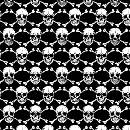 Halloween Spirit Glowing Skulls Black Kanvas Studio Benartex Cotton Fabric