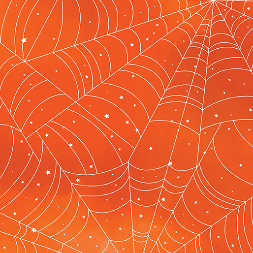 Halloween Spirit Glow A Web Orange Kanvas Studio Benartex Cotton Fabric