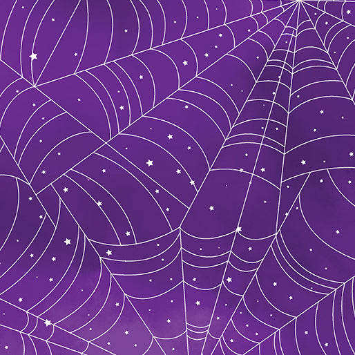 Halloween Spirit Glow A Web Purple Kanvas Studio Benartex Cotton Fabric