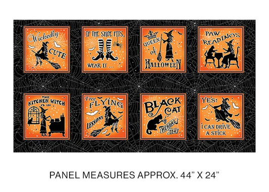 Halloween Spirit Witching Hour Boxes Black Panel 24" Kanvas Studio Benartex Cotton Fabric