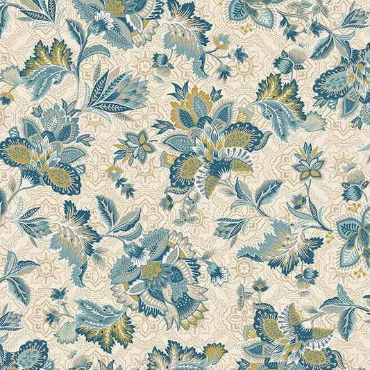 Hampton Court Jacobean Blossom Texture Floral Allover Tan Beige Michael Miller Cotton Fabric