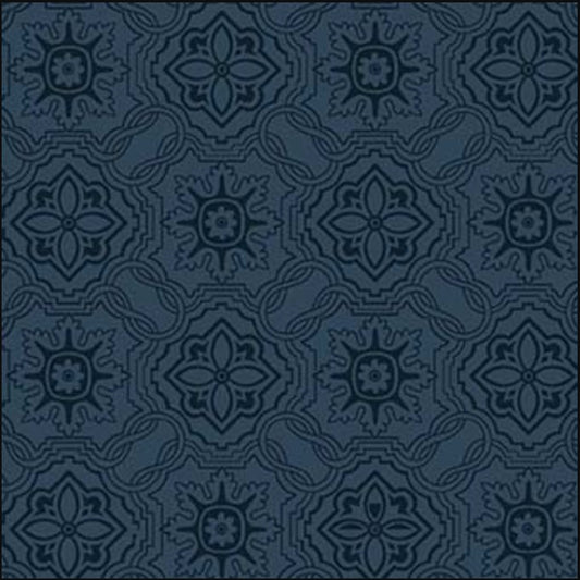 Hampton Court Mosaic Silhouette Tonal Nite Blue Michael Miller Cotton Fabric