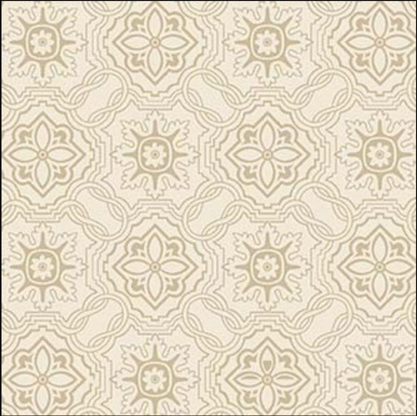 Hampton Court Mosaic Silhouette Tonal Tan Beige Michael Miller Cotton Fabric