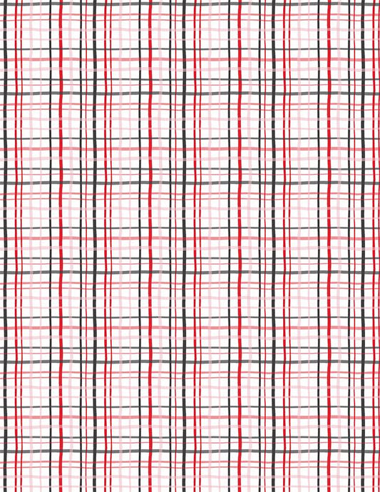 Happy Hearts Plaid Black Red White Nancy McKenzie Wilmington Prints Cotton Fabric