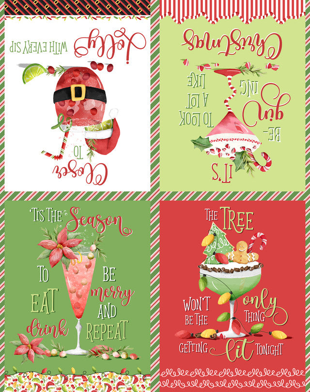 Happy Alcoholidays Panel 36" Deane Beesley 3 Wishes Cotton Fabric 3W-24575-PNL