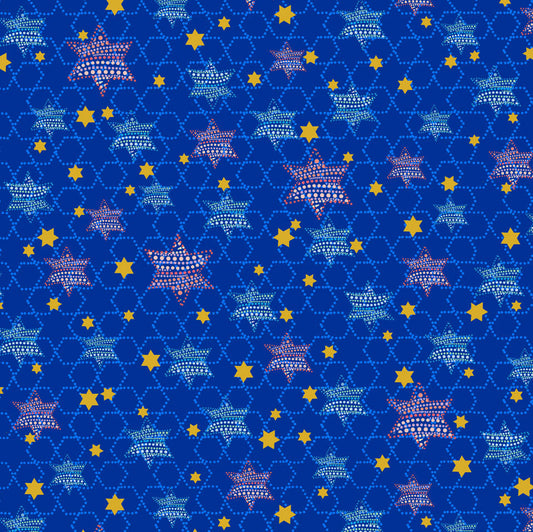 Happy Hanukkah Stars Quilting Treasures Cotton Fabric