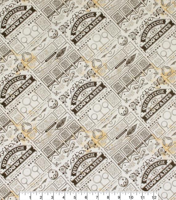 Harry Potter Quidditch Hogwarts Newspaper Cotton Fabric