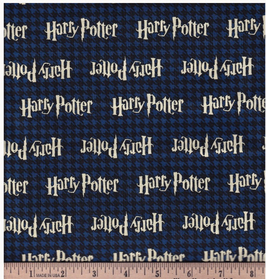 Harry Potter Houndstooth Blue Black Licensed Camelot Fabrics Cotton Fabric CF-23800214WM-01
