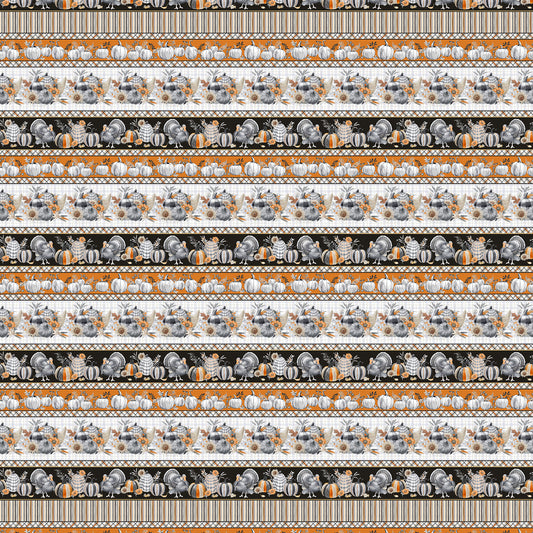 Harvest Classics Autumn Border Stripe Orange Anna Bailey Blank Quilting Cotton Fabric