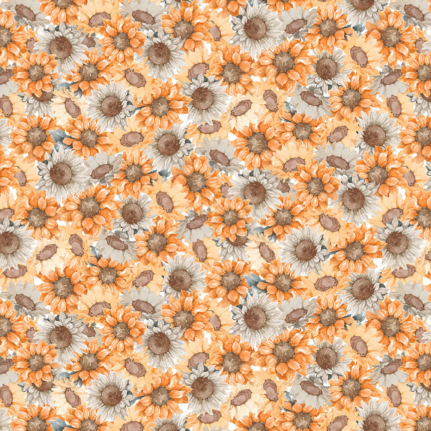 Harvest Classics Floral Orange Anna Bailey Blank Quilting Cotton Fabric