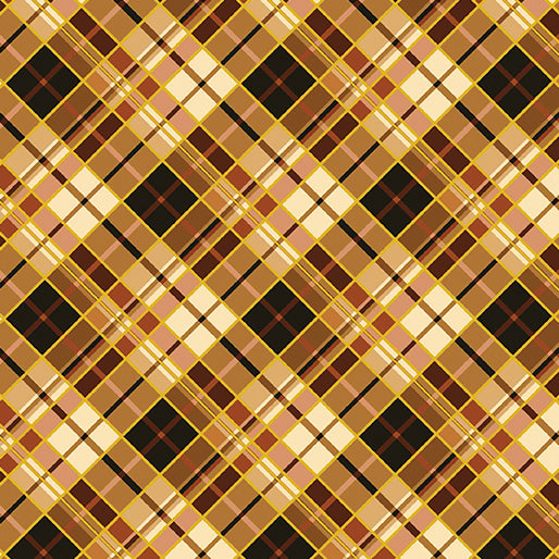 Harvest Festival Autumn Plaid Russet Brown Kanvas Studio Benartex Cotton Fabric