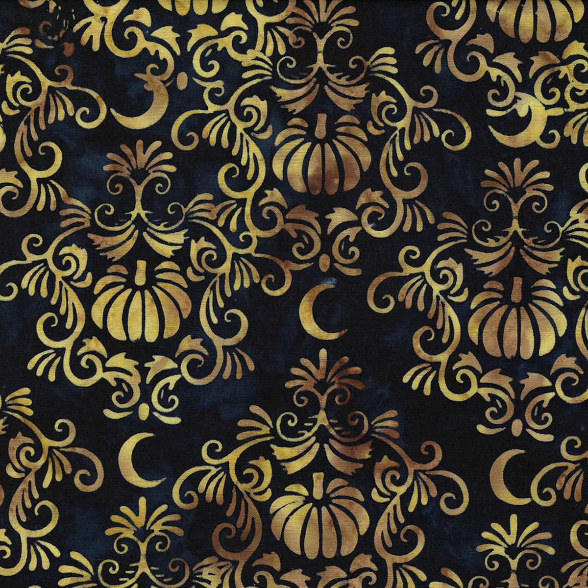 Harvest Night Pumpkin Foulard Storm Blue Island Batik Cotton Fabric