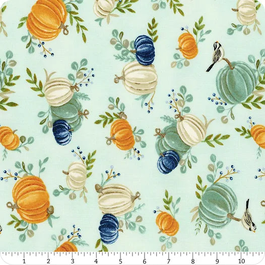 Harvest Wishes Pumpkin All Over Light Grey Deb Strain Moda Cotton Fabric