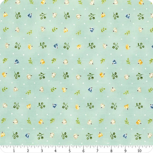 Harvest Wishes Tossed Tiny Pumpkins Aqua Deb Strain Moda Cotton Fabric