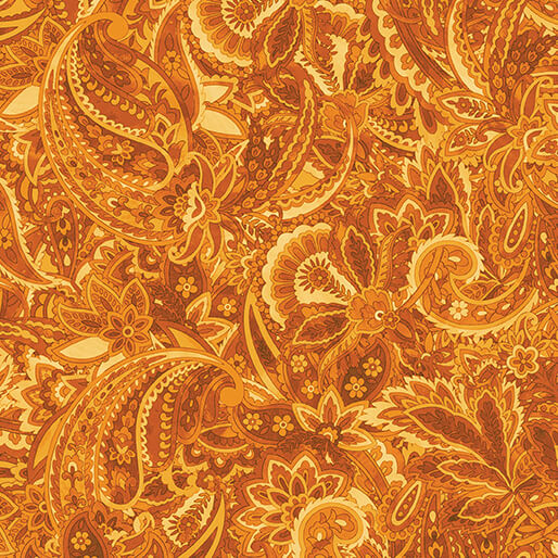 Harvest Beauty Paisley Scroll Golden Amber Kanvas Studio Benartex Cotton Fabric BE-15274-33