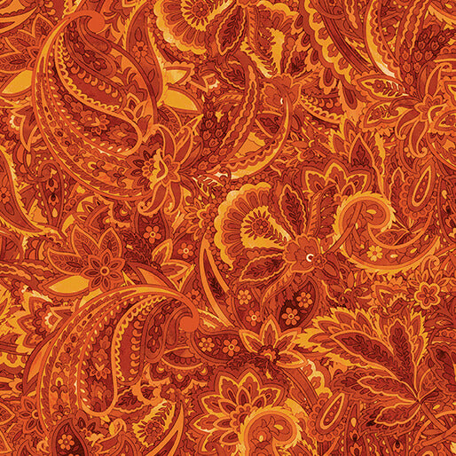 Harvest Beauty Paisley Scroll Pumpkin Kanvas Studio Benartex Cotton Fabric BE-15274-38
