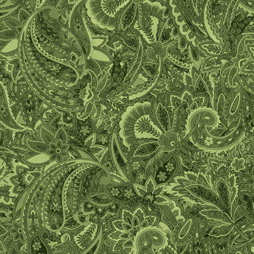 Harvest Beauty Paisley Scroll Sage Green Kanvas Studio Benartex Cotton Fabric BE-15274-40