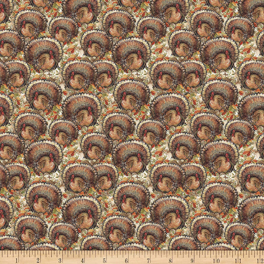 Harvest Fanned Turkey Brown Susan Winget Springs Creative Cotton Fabric