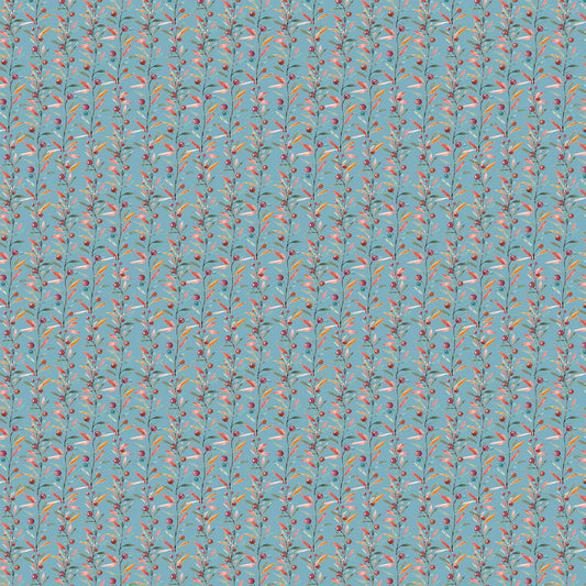 Harvest Home Berry Branches Blue Livi & Finn 3 Wishes Cotton Fabric 3W-24565-BLU