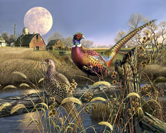 Harvest Moon Pheasants Panel 36" David Textiles Cotton Fabric DT-ML-3197-0C-1