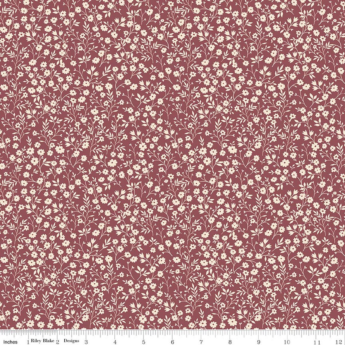 Harvest on the Prairie Ditsy Wine Dark Pink Red Modern Prairie Riley Blake Cotton Fabric RB-C18283-WINE