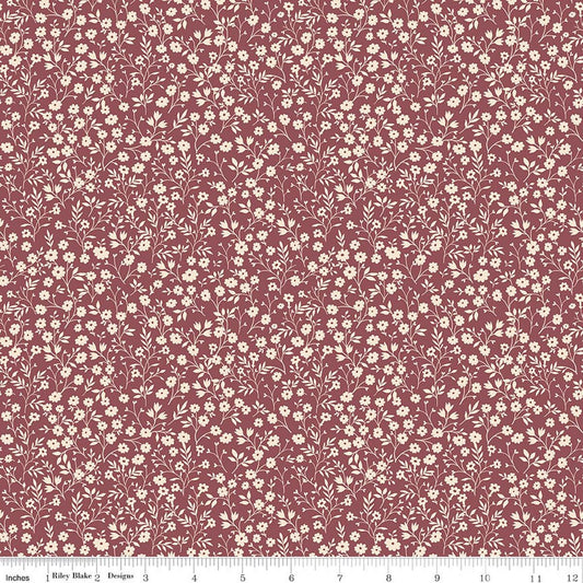 Harvest on the Prairie Ditsy Wine Dark Pink Red Modern Prairie Riley Blake Cotton Fabric RB-C18283-WINE