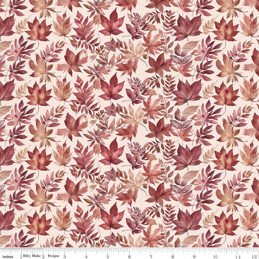 Harvest on the Prairie Leaves Latte Ivory Modern Prairie Riley Blake Cotton Fabric RB-C18281-LATTE