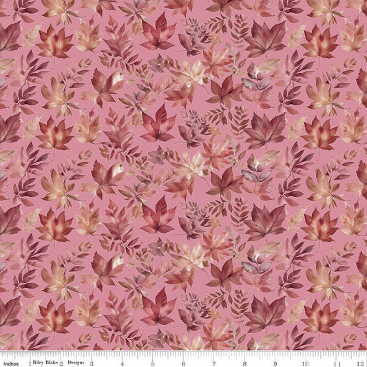 Harvest on the Prairie Leaves Pink Modern Prairie Riley Blake Cotton Fabric RB-C18281-PINK