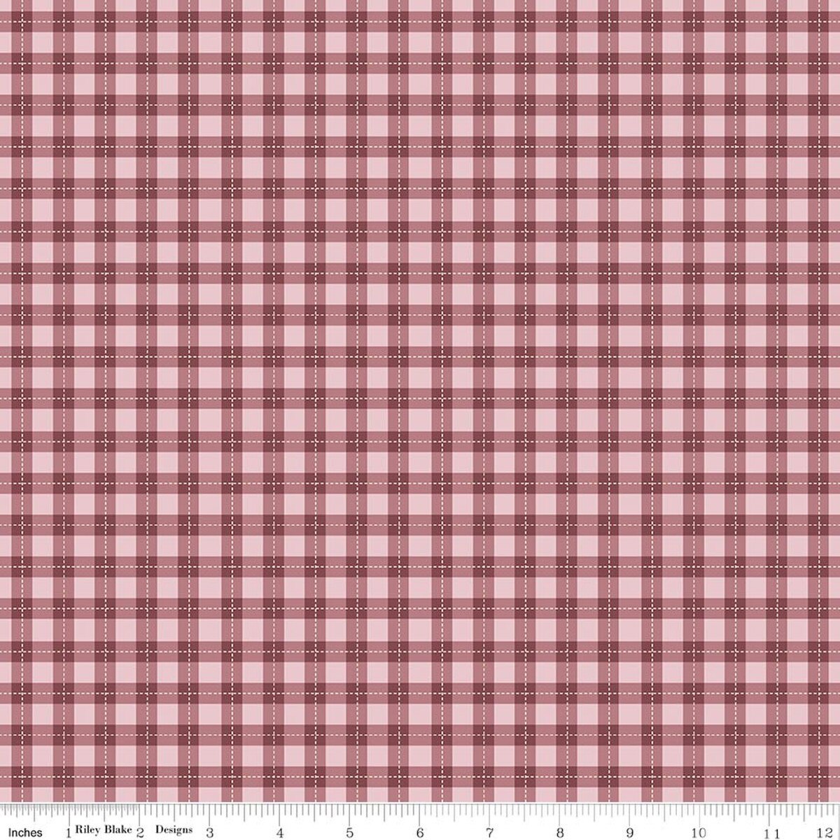 Harvest on the Prairie Plaid Wine Dark Pink Modern Prairie Riley Blake Cotton Fabric RB-C18288-WINE