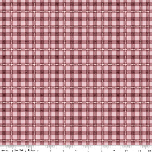 Harvest on the Prairie Plaid Wine Dark Pink Red Modern Prairie Riley Blake Cotton Fabric RB-C18288-WINE